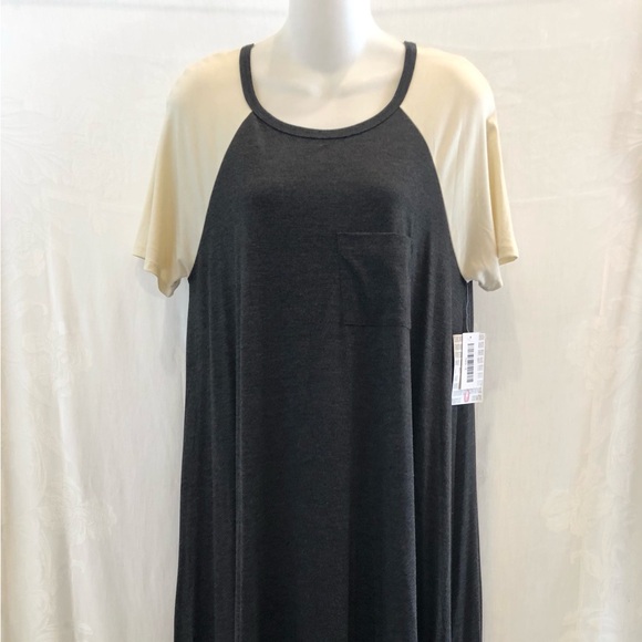 New LULAROE Charcoal Gray / Ivory Carly Dress S 4 6 - Picture 1 of 6